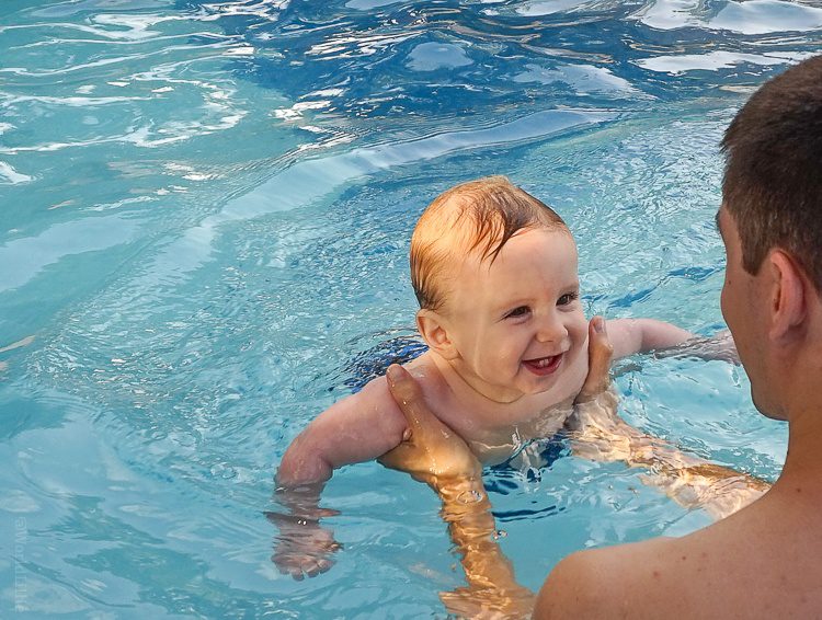 Swimming is so fun, Daddy!