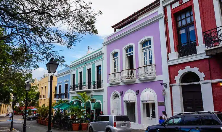 Old San Juan Puerto Rico: Purple, blue, and red houses