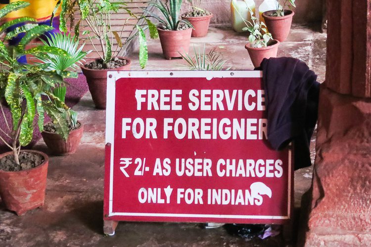 Locals have to pay for the bathrooms, while foreigners don't.