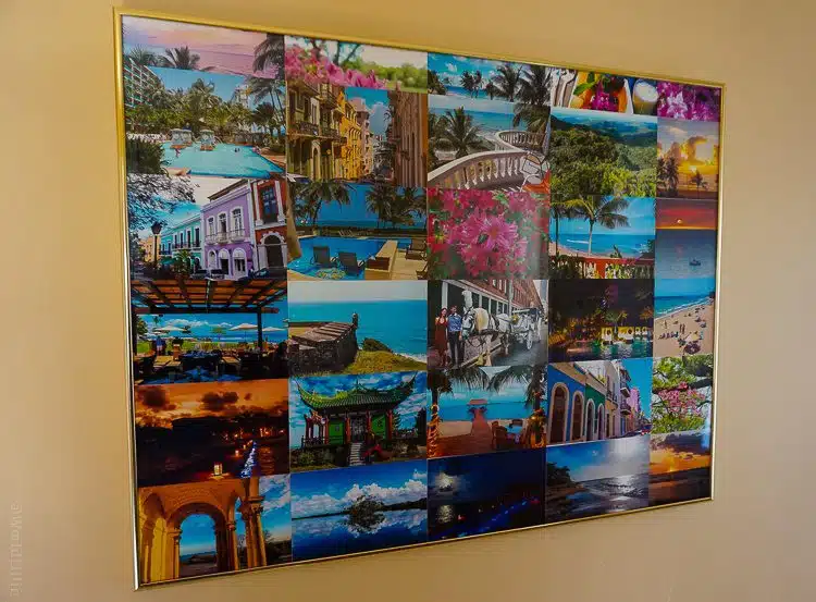 Since this collage is for our bedroom, I made it relaxing and beach-filled.