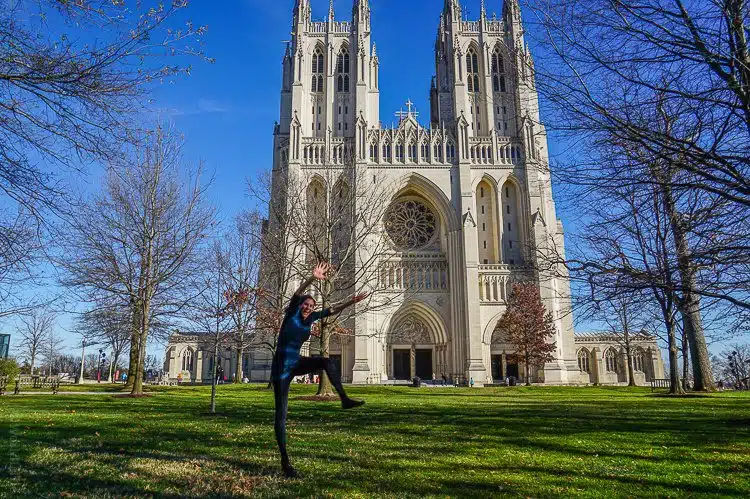 Flying across the National Cathedral. 