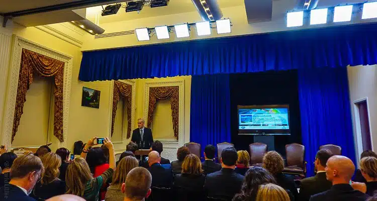 The White House Chief of Staff addressing the Travel Bloggers Summit on Study Abroad!