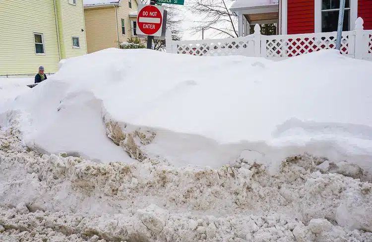 One of the many 6-foot-high piles of snow in Boston. 