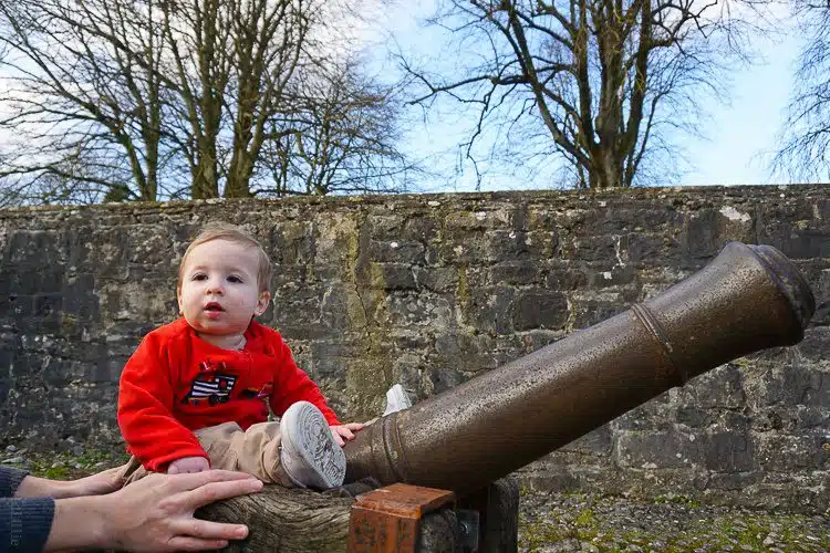 Bunratty Castle cannons with baby on top