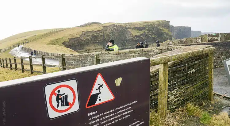 Cliffs of Moher Sign: A helpful sign reminding you not to fall off the cliff.
