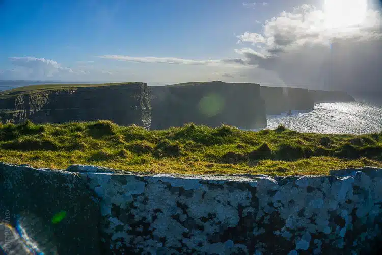 Cliffs of Moher, Ireland: Sun-drenched cliffs.