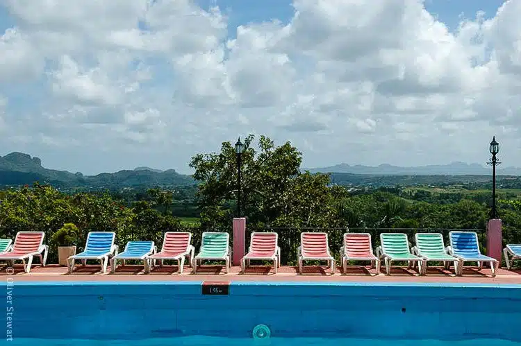 The pool in our Viñales hotel, surrounded by nature.