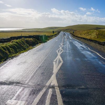 The road on the Wild Atlantic Way near the Cliffs of Moher, right before the second set of rainbows came.
