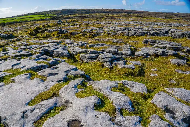 Burren Ireland: moonscape around Poulnabrone dolmen