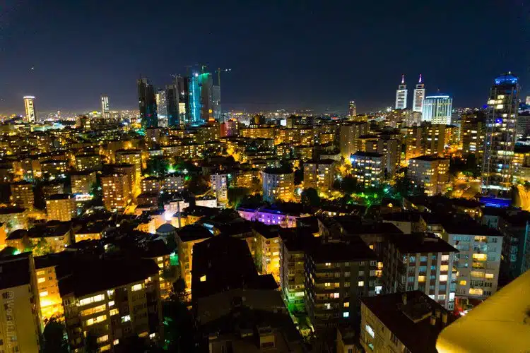 A view of downtown Istanbul, Turkey from a rooftop restaurant. Wow!