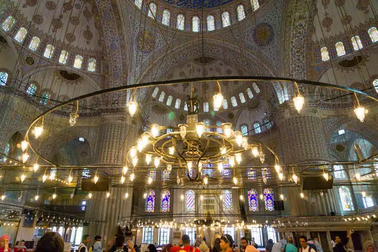I love the chandeliers in the mosque. 