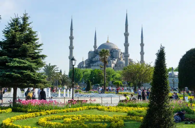 Gardens in front of the Blue Mosque.
