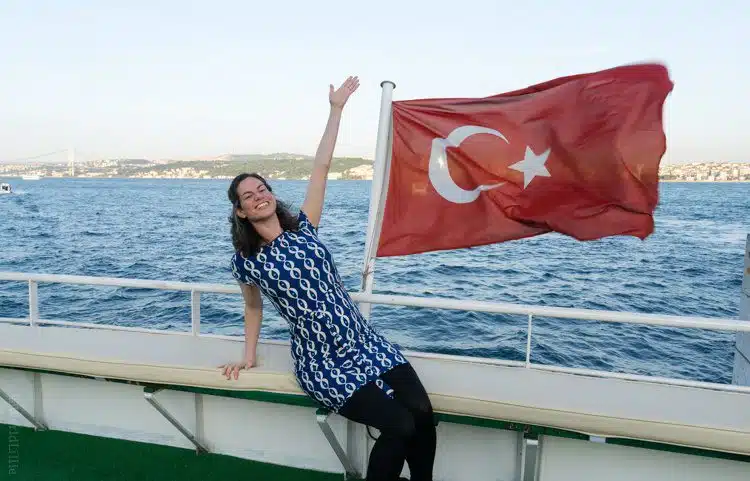 Hello! I'm on a boat in the Bosphorus! 