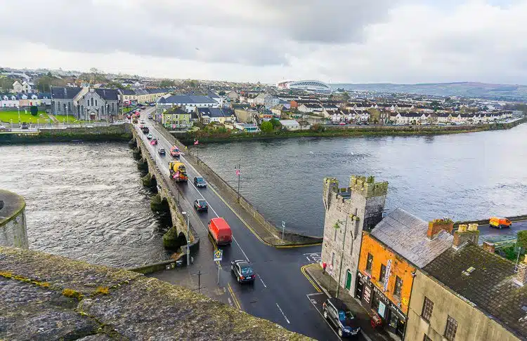 Looking down from King John's Castle over the River Shannon. 