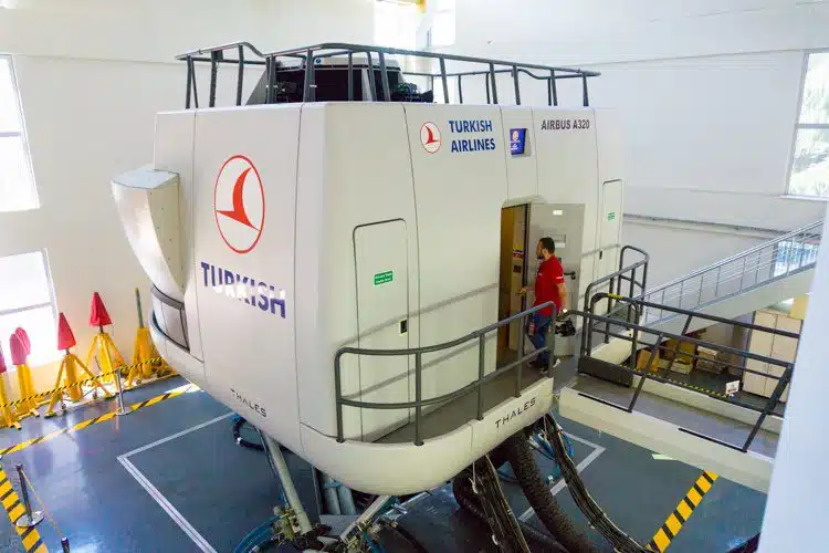 The Turkish Airlines pilot training flight simulator. The whole thing moves!