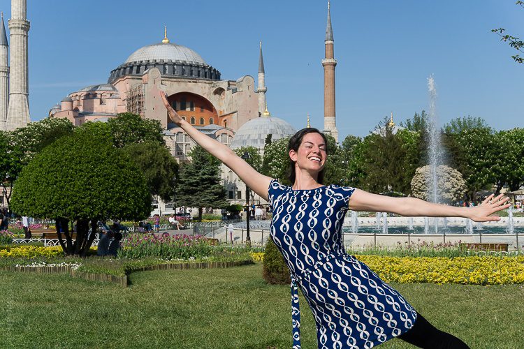 Dancing in my Leota dress at the Hagia Sophia in Istanbul, Turkey!