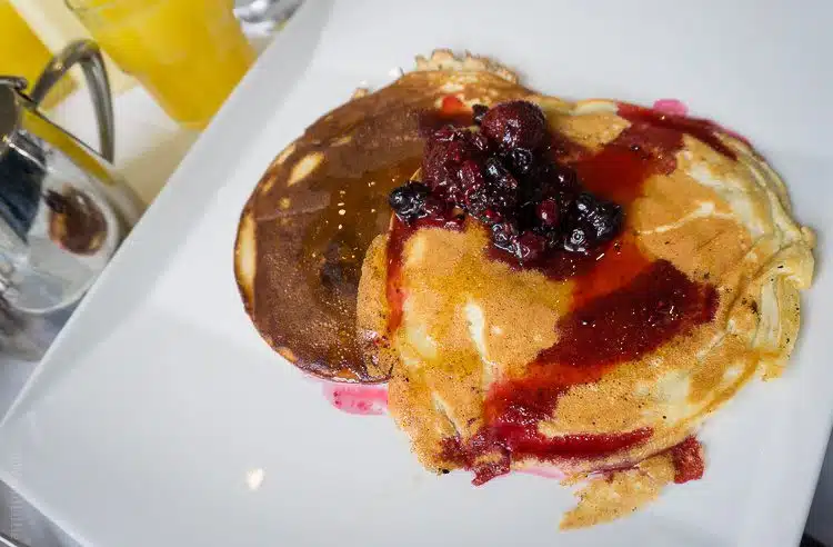 The fluffy, fruit-kissed pancakes. 