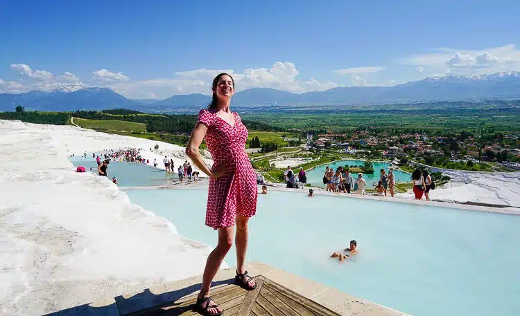 Pamukkale, Turkey is stunning: A naturally white mountain with azure pools.