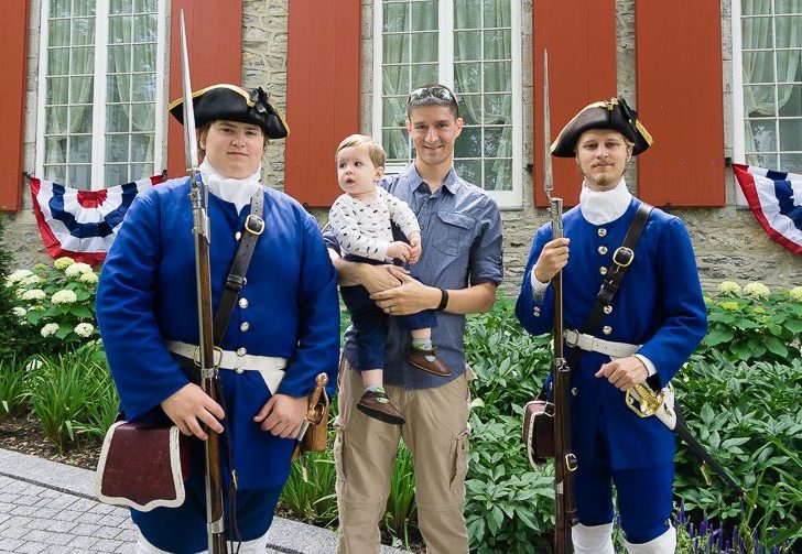 Our baby liked the costumed soldiers at Chateau Ramezay in Old Montreal!