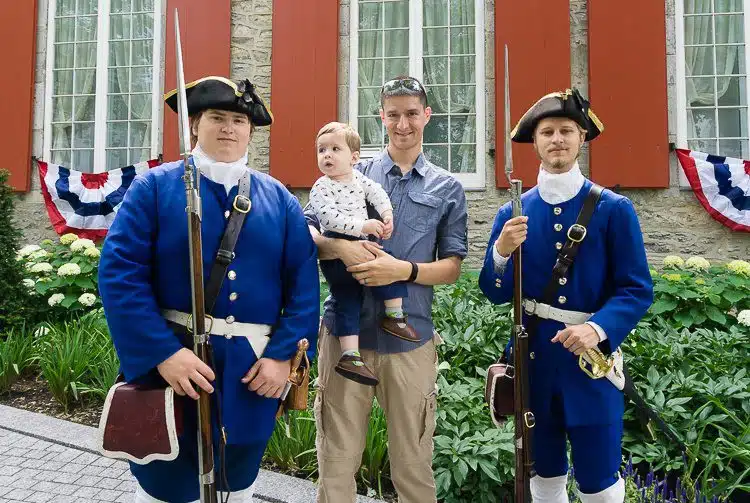 Our baby liked the costumed soldiers at Chateau Ramezay in Old Montreal!