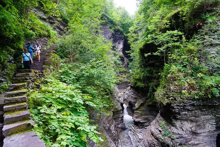 The stairways at Watkins Glen are a little scary, but manageable.
