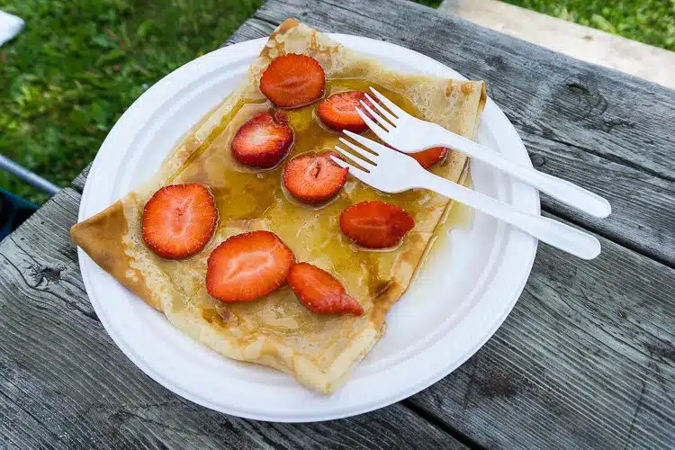 We got a fresh crepe at one of several crepe stands in the market. YUM.