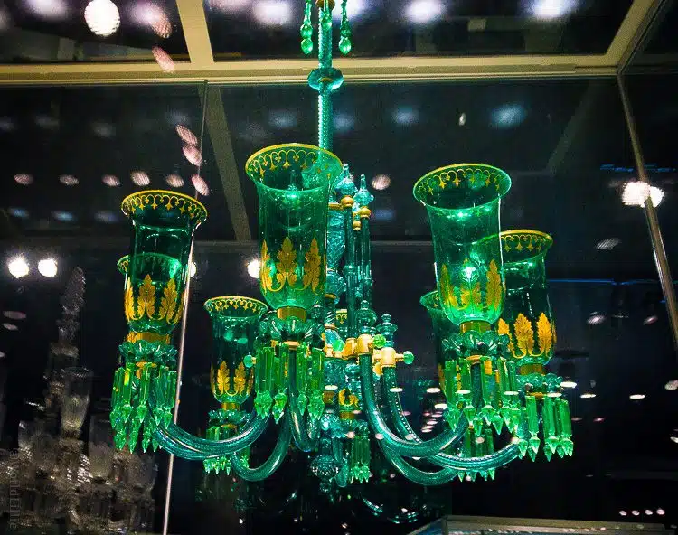 Corning museum green glass chandelier