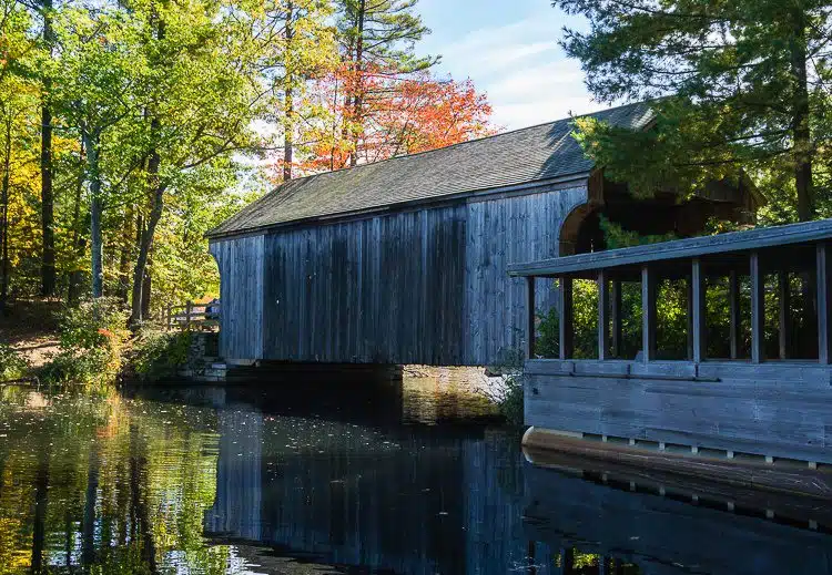 An outer view of the covered bridge, Old Sturbridge Village