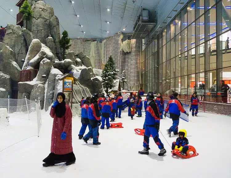 Ski Dubai is inside the massive Mall of the Emirates, and is so cold, you need to borrow their jackets!