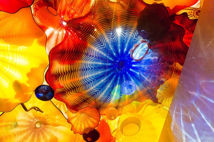 Chihuly exhibit: glass ceiling in the Seattle museum