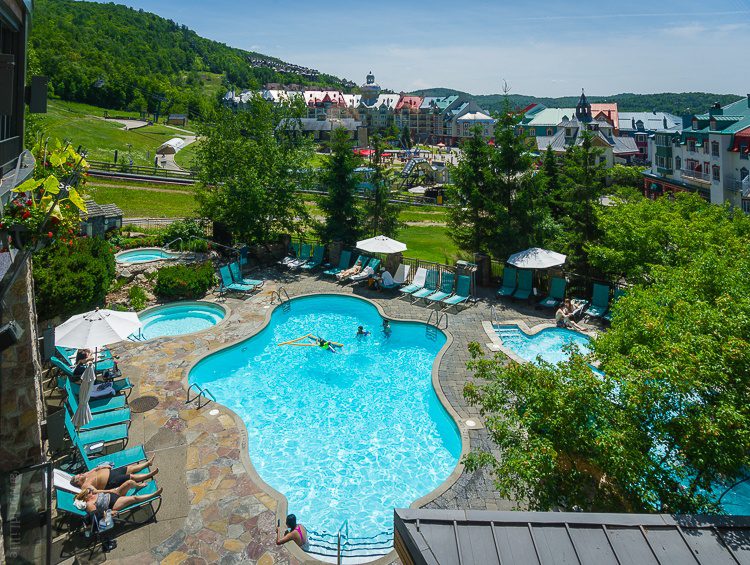 The relaxing pool of our hotel, the Fairmont Mont Tremblant.