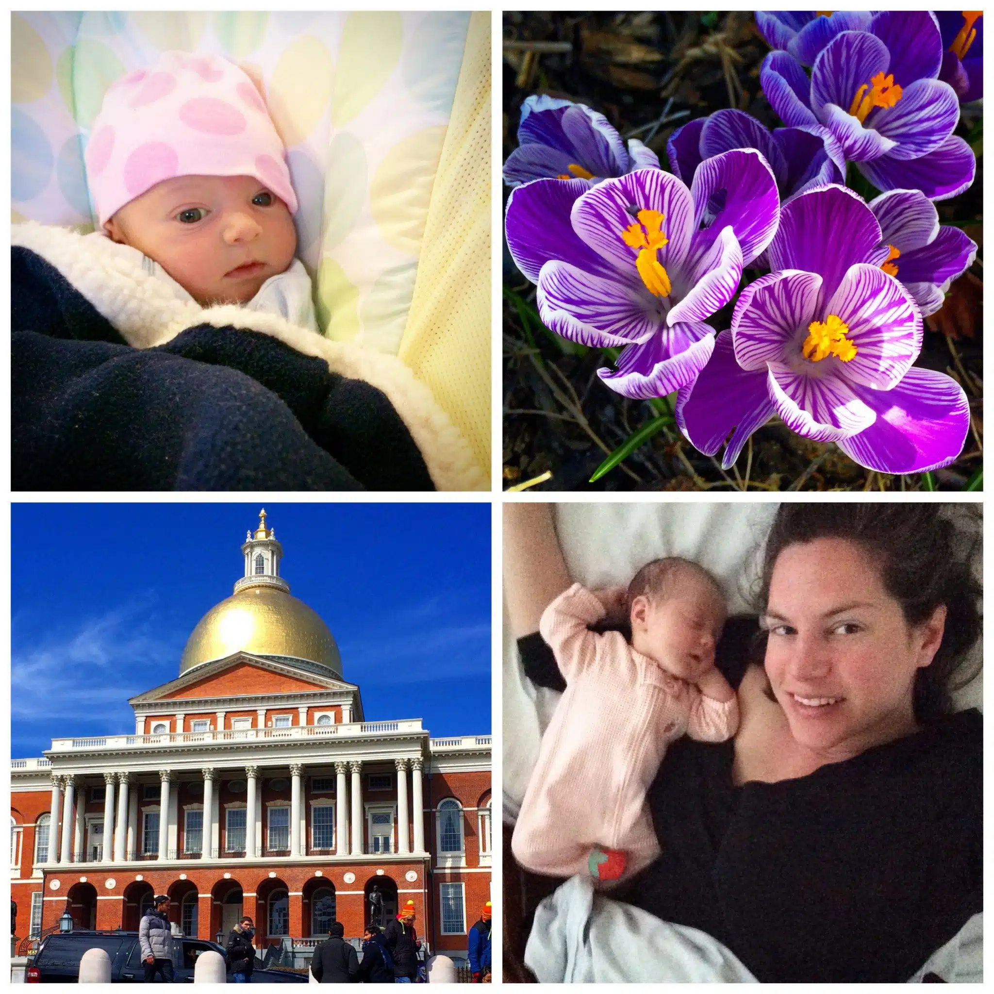 With all that milk, baby is growing like the spring flowers and shining like Boston's golden dome!