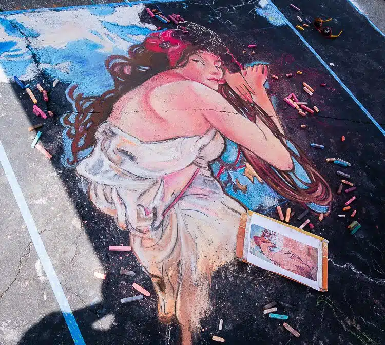A beautiful woman created in chalk. 