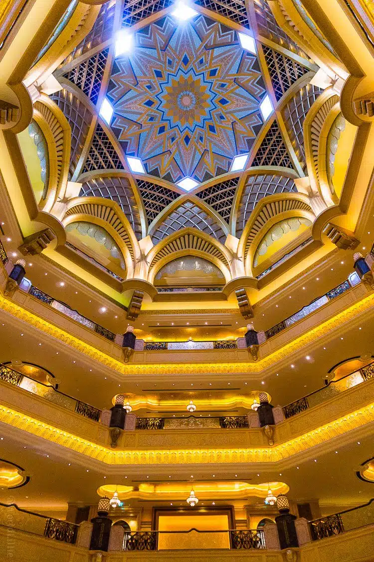 Domed atrium ceiling of Emirates Palace. Abu Dhabi, UAE