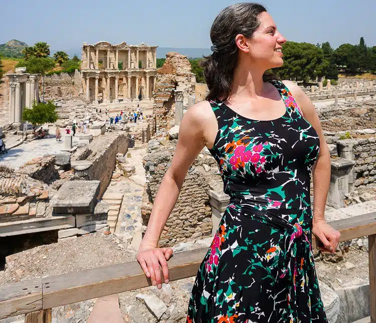 Ephesus Turkey with a travel dress