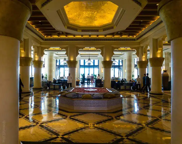 A sumptuous hotel lobby near the Burj al Arab.