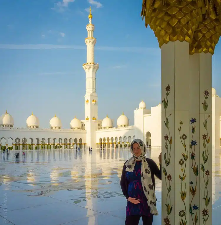 Me being pregnant at the Grand Mosque in Abu Dhabi.