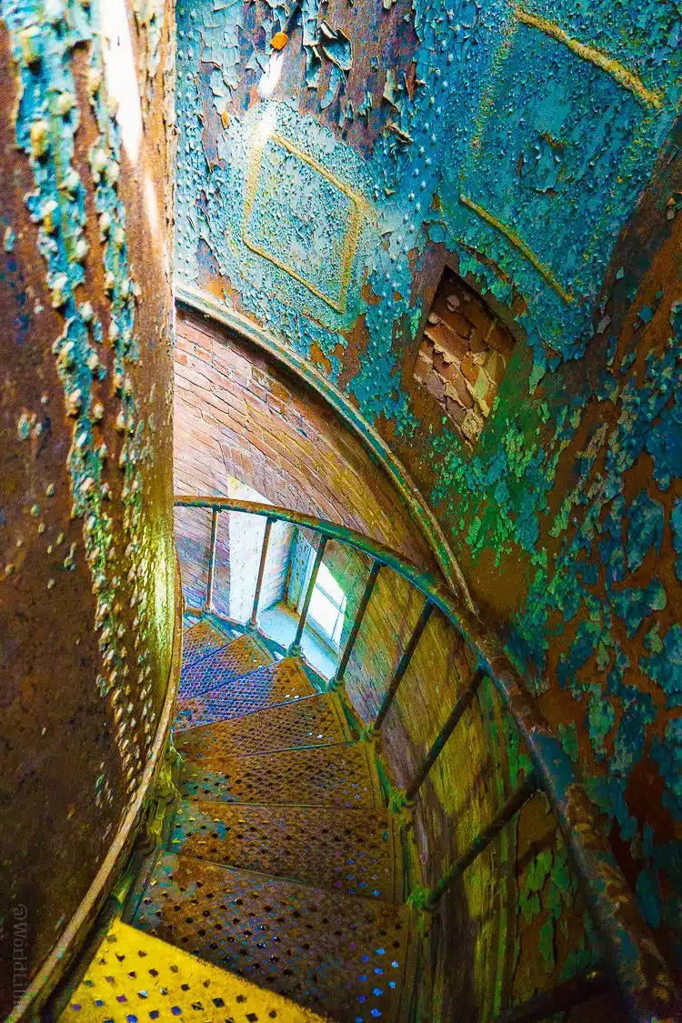 Southeast Light in Block Island, RI: When a historic lighthouse spiral staircase becomes art.