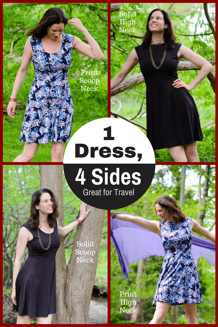 How to pack light by reversible dresses and stretchy dress pants.