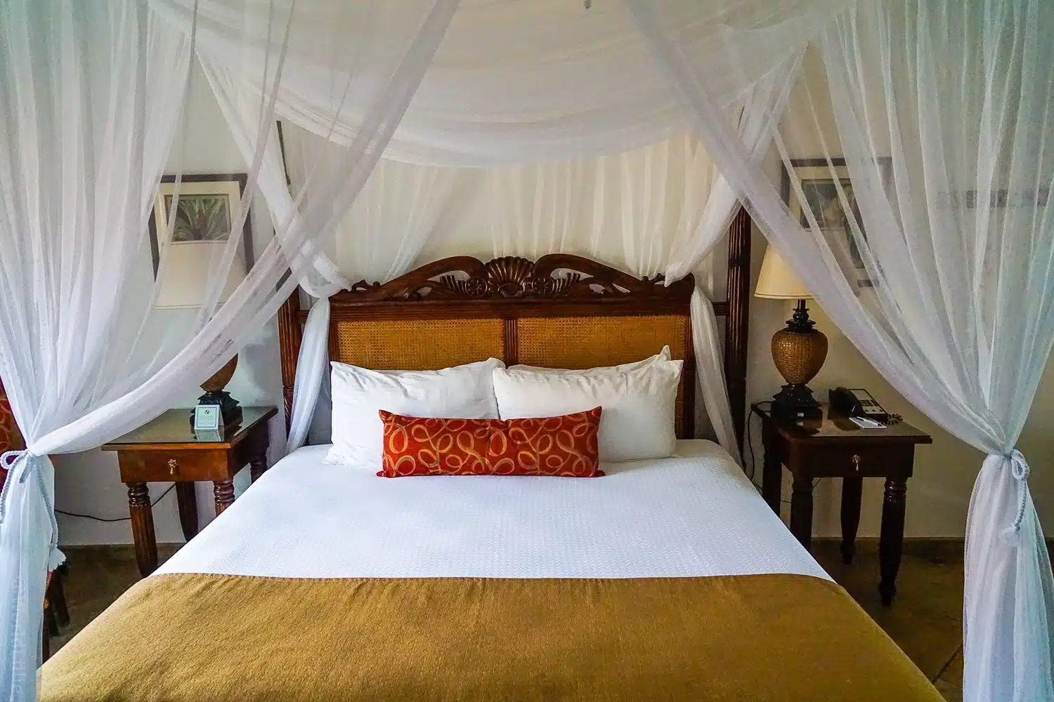 There wasn't a single mosquito in my room, but I appreciated the canopy drape on the bed!