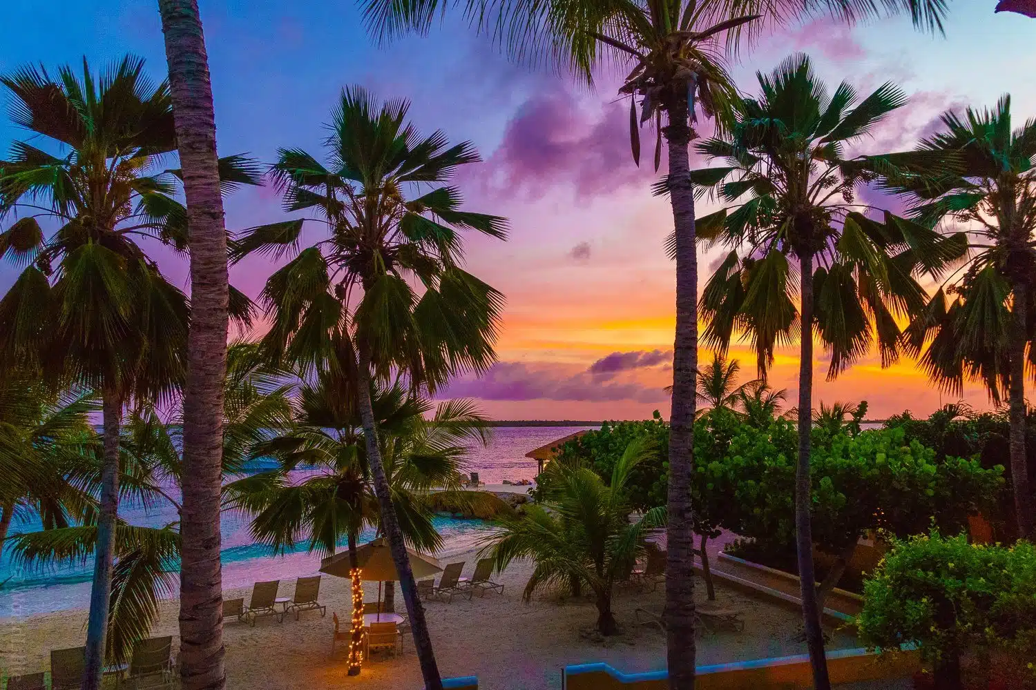 The Bonaire beach sunset view from my balcony.