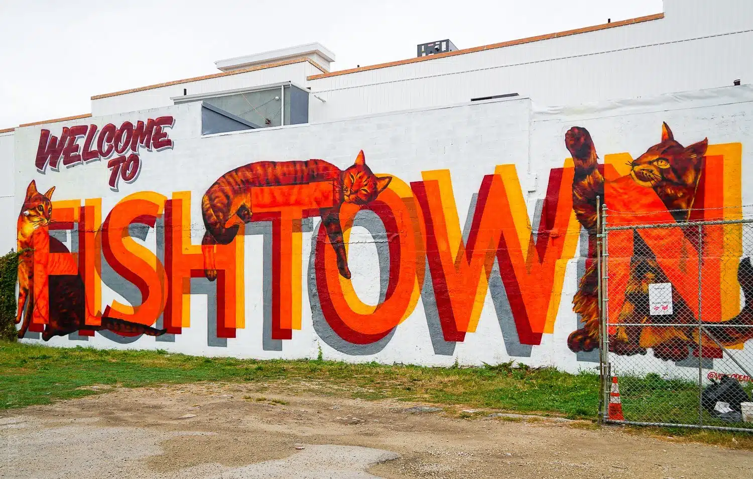 This mural welcomes you to Fishtown, Philadelphia.