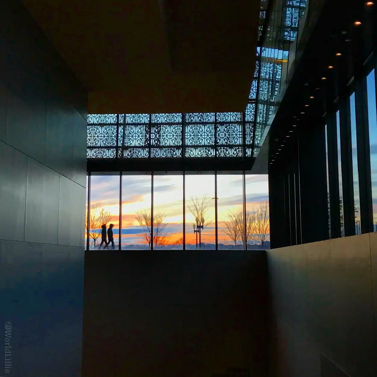 Sunset at DC's phenomenal National Museum of African-American History and Culture, which I visited in December.