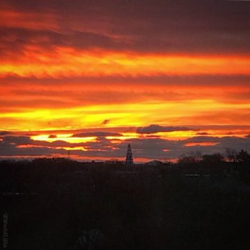 A sunrise view from my classroom: Story skies to fly, or clear?