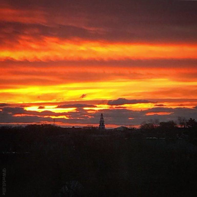 A sunrise view from my classroom: Story skies to fly, or clear?