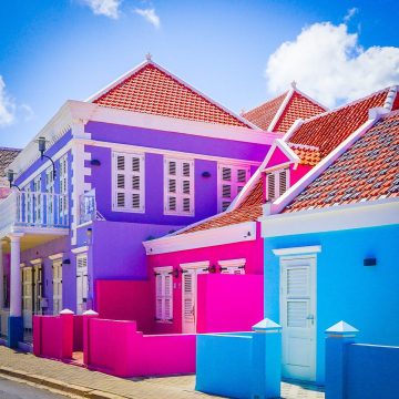 Candy-colored houses.