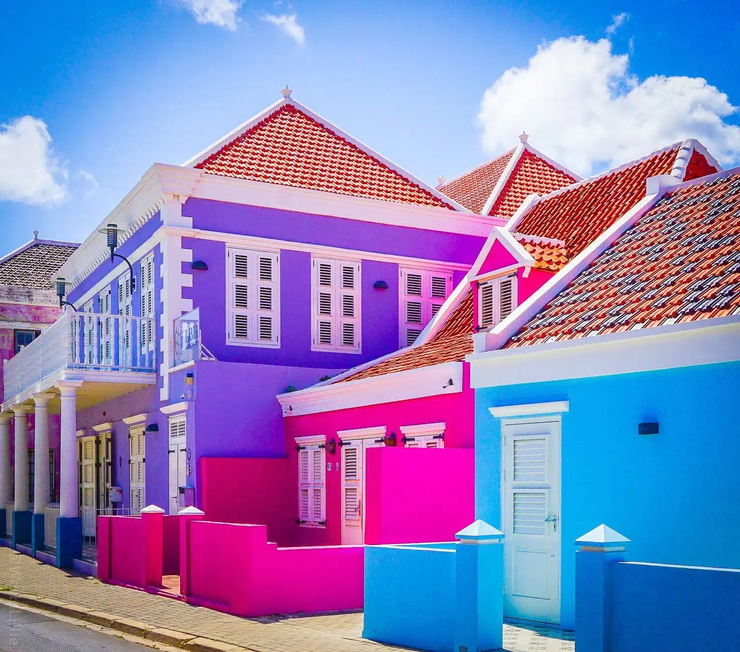 Candy-colored houses.