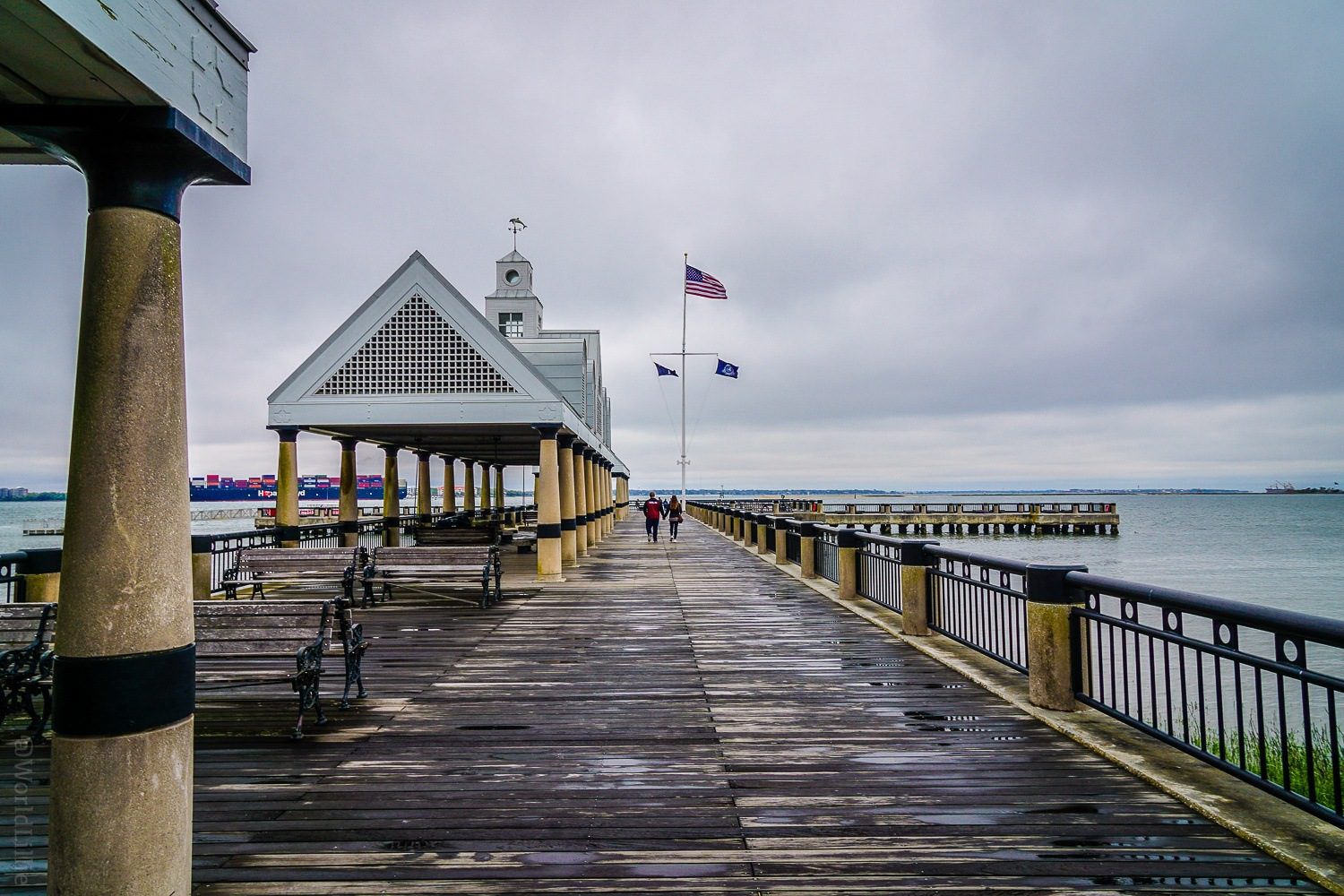 A stormy pier at Waterfront Park.