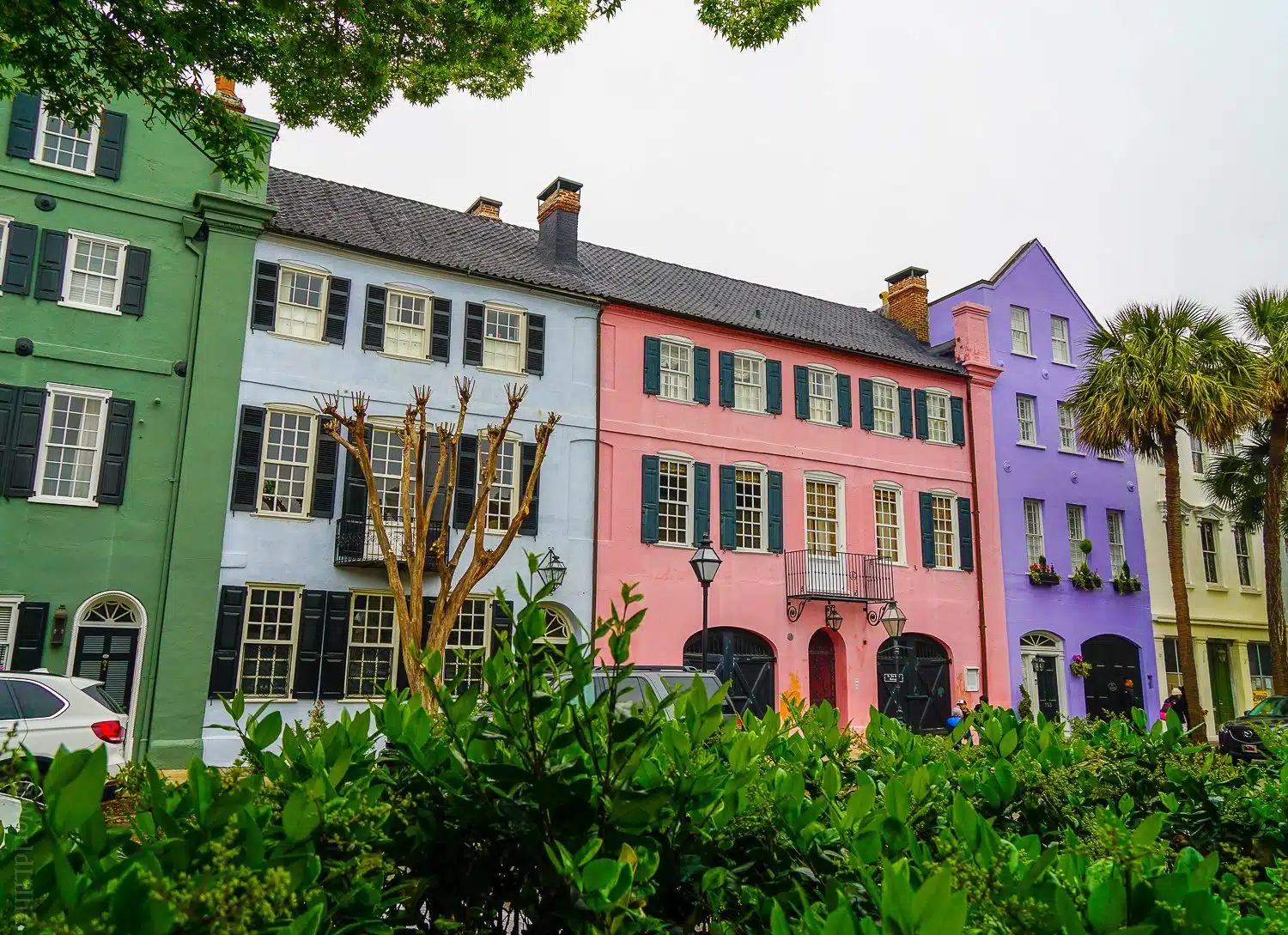 Cheerful Rainbow Row is a highlight of Charleston.