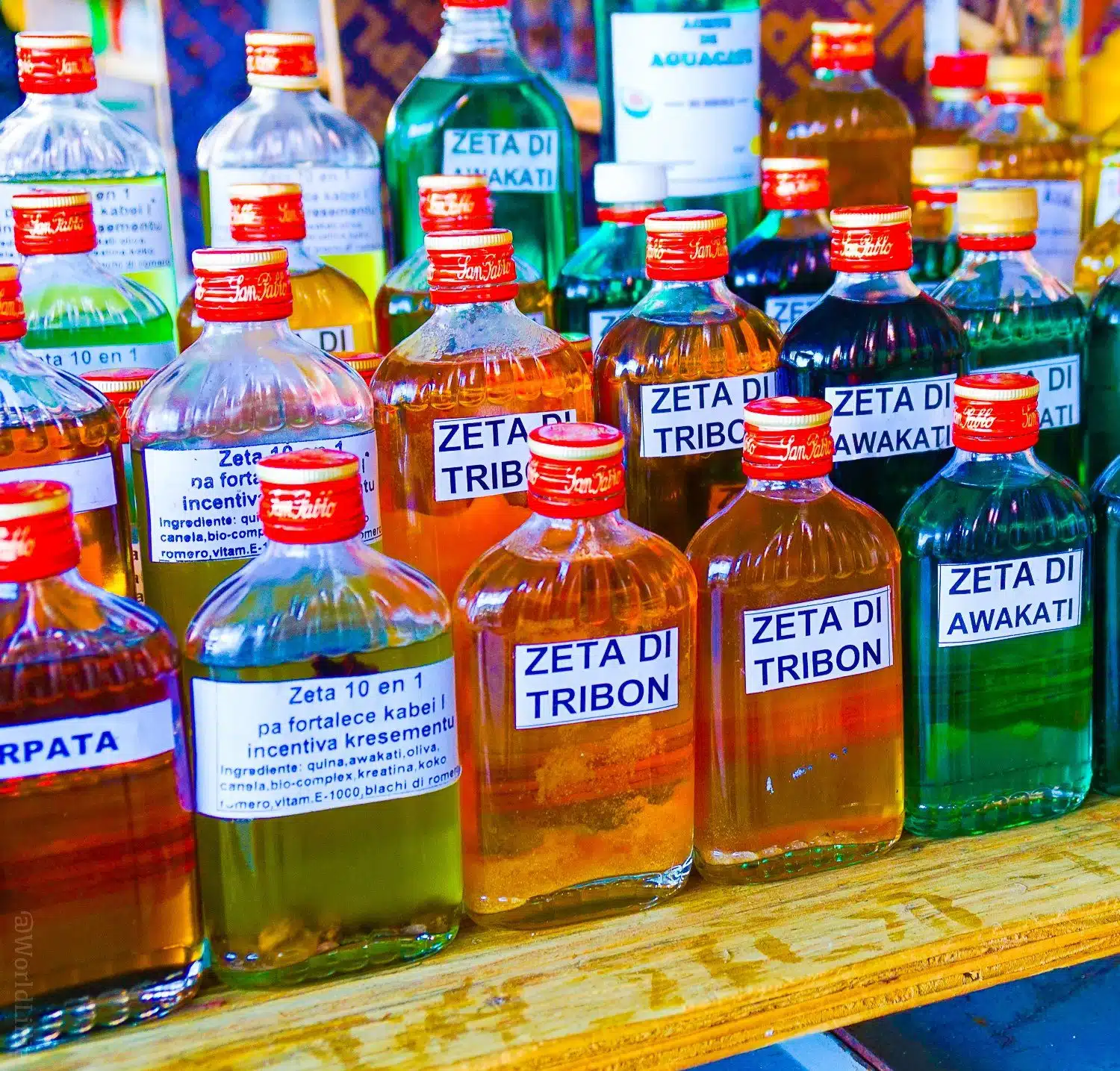 Medicinal oils -- like SHARK! -- at the market in Willemstad.